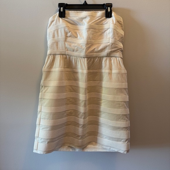 J. Crew Dresses & Skirts - J.Crew Ivory Striped Strapless Textured Dress – Women’s Size 12P